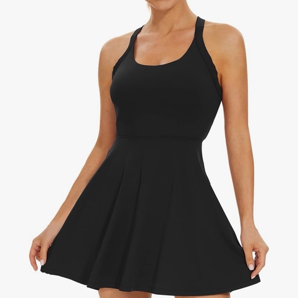 Rigolla Dresses & Skirts - Rigolla Athletic Dress with Built-in Bra & Shorts Backless Side Pocket 2-in-1